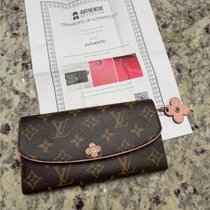 Louis Vuitton Monogram Bloom Flower Emilie Charm Wallet Fuchsia (COA Included)